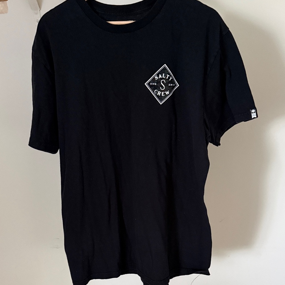 Salty Crew Black Cotton Short Sleeve Tee with White Chest Logo